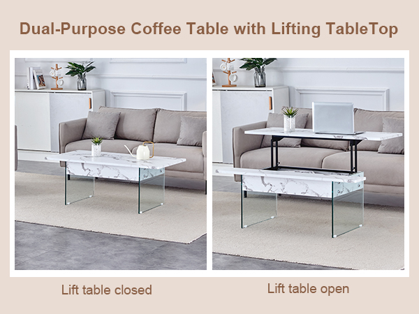 6d5e5b17098847cb8500ae81d0a434d2_5edec6d73390529d5f8b7dcd5678731c Multifunctional Lift Top Coffee Table -White Marble Pattern, Essential for Modern Homes.Tempered Glass Legs,Multiple Color Options,Lift Top Feature.Perfectly Fitting Into Both Living Rooms And Office.