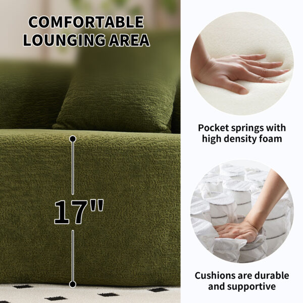 6d705cb4c86f403eaeb263d89250f3ea_c46853c0c5855ea719093c3a5415cfe8 LY-025 Full Compression Sponge Sofa Forest Green Curved Modular Sectional, 30D High-Density Chenille Sleeper Couch for Apartment, 800 lbs 110"L