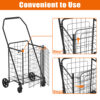 Shopping Cart with open door,Grocery Cart on Wheels, Foldable Utility Shopping Carts with Double Basket and 360° Rolling Swivel Wheels for Groceries Laundry