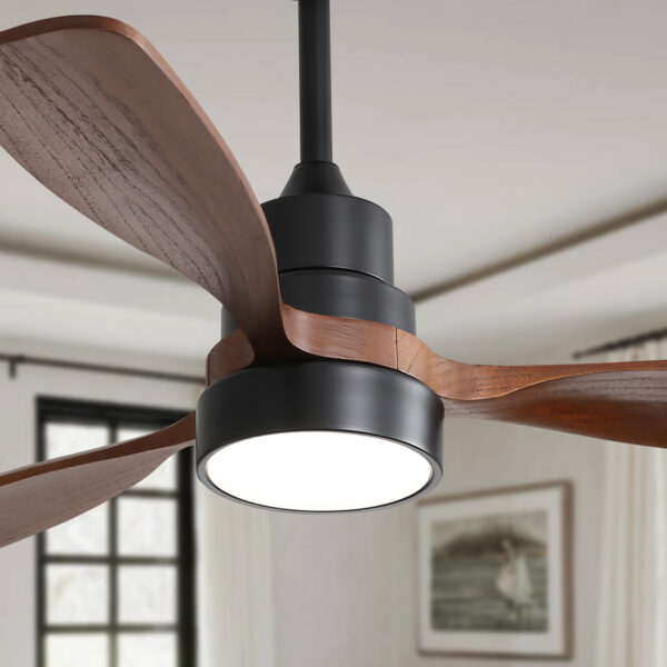 (Same as W882P186029) 48 Inch Wood Ceiling Fan With 3 Solid Wood Blades Remote Control Reversible DC Motor For Living Room