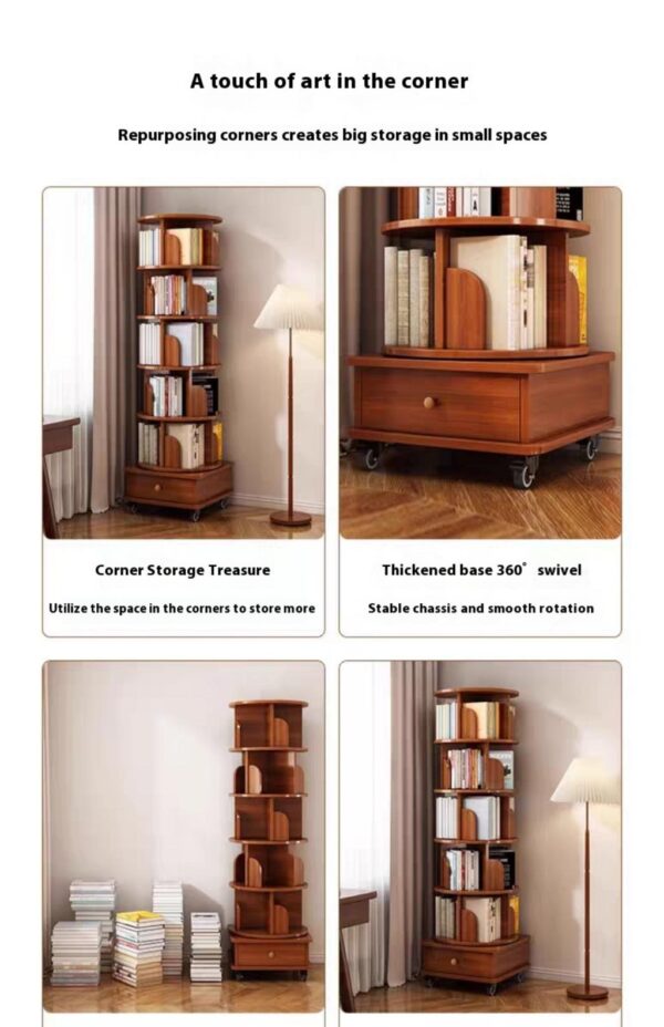 6df963caa65c4a24b9bbec8b19c4cc2e_4ce187fdfe5d62020c4d16960d2fd2f6 (UPGRADED) Rotating Bookshelf, 360 Display Corner Bookshelf for Small Space, 6 Tier Bookcase Storage Rack with Wheels, Wood Narrow Organizer for Bedroom, Living Room, Study Room, Walnut Brown, Shelves