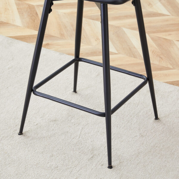 Set of 2 Swivel Bar Stools with Breathable Linen Cushions - Light Gray Seat & Black Iron Frame, Counter Height Stools for Kitchen Island, Dining or Pub