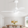 48 Inch Indoor Wood Ceiling Fan With Light 3 Solid Wood Blades Remote Control Reversible DC Motor For Living Room