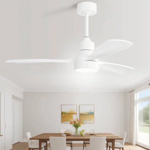 48 Inch Indoor Wood Ceiling Fan With Light 3 Solid Wood Blades Remote Control Reversible DC Motor For Living Room