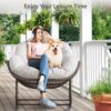 Outdoor Patio Rocking Chairs, Oversized Papasan Rocking Chair Indoor with Padded Cushion