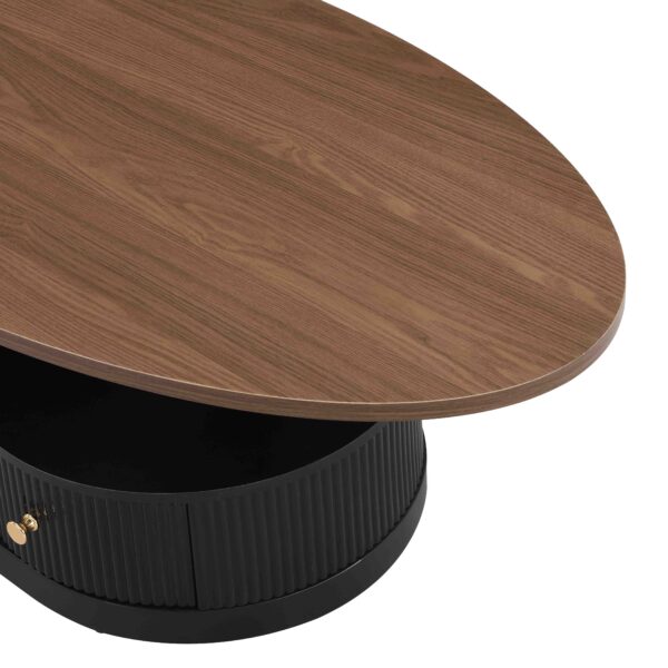 Luxury Nesting Coffee Table Set of 2,  Tables with Storage for Living Room, Oval and Round Table Set, Black Center Table, Cocktail Table, Side Table,  Large 47.24'', Small 19.69''