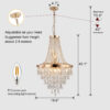 (Same as W1340102274/L5004) 20" Modern Crystal Pendant Chandelier with Golden Finish – Elegant 11-Light Hanging Light Fixture Tiered Design for Dining Room, Living Room, or Entryway (No Bulbs)