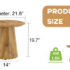 Natural Wood Grain MDF Round Coffee Table - 21.6" Diameter, 19.7" Height.Natural Wood Grain Texture Sticker,Exquisite Wood Grain Surface,Flexible MatchingMRound Tabletop Design.