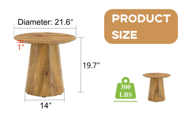 6ef7aab48ee64d379c156186b5cae4fd_c6e0fc3a8c81069c135d71c98160ca0b Natural Wood Grain MDF Round Coffee Table - 21.6" Diameter, 19.7" Height.Natural Wood Grain Texture Sticker,Exquisite Wood Grain Surface,Flexible MatchingMRound Tabletop Design.