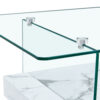 43.3 Inch Modern Two-Tier Coffee Table - An Elegant Combination of Clear Glass and White Marble Pattern.It can be used not only as a coffee table but also as a side table or display stand.