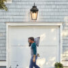 21"(H) 2-Pack Outdoor Wall Lantern Light – Modern Black Metal & Clear Glass Sconce for Porch, Patio, and Garden Lighting (Bulb Not Included)