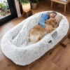 Human Dog Bed, Washable Faux Fur Dog Bed for People Doze Off, Napping Orthopedic Dog Bed,71''x45''x14'' Size Fits You and Pets (Grey)