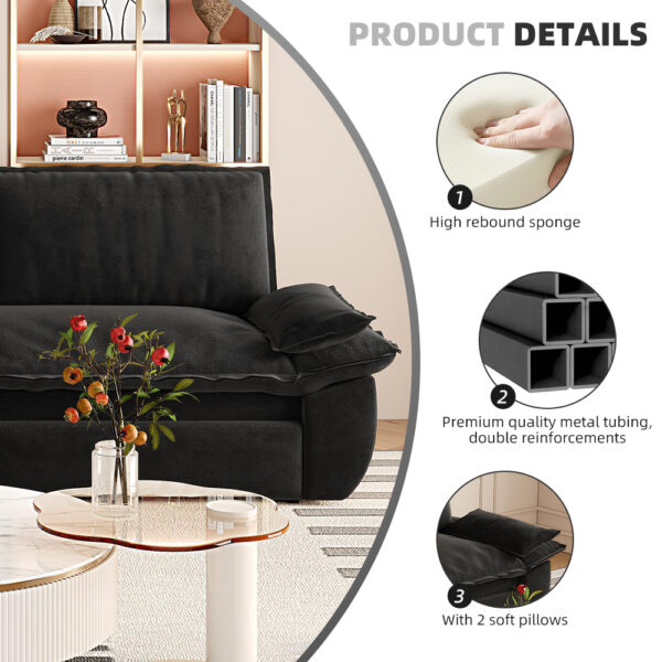 73.2" Queen Pull Out Sofa Bed,3-in-1 Convertible Sleeper Sofa,Multi-Functional Velvet Loveseat Bed,Black(Old Sku:W1885P154641/W1885P214788)