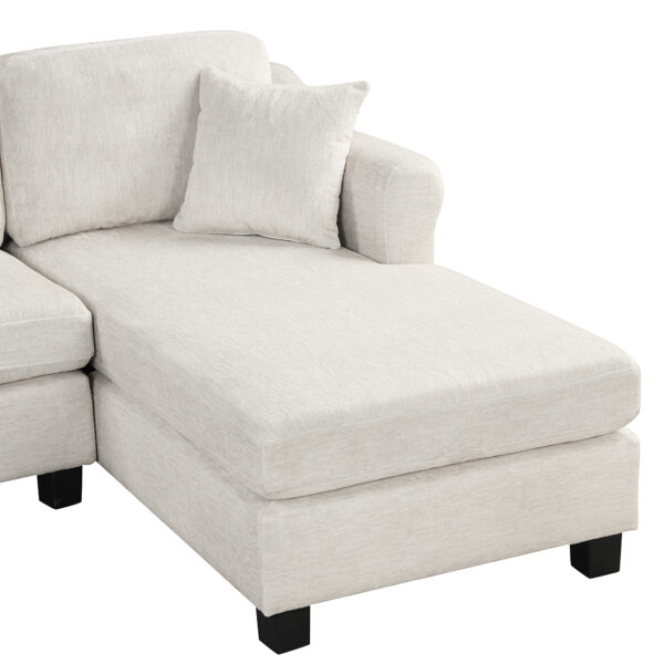 Sectional Sofa 111.8" U-shaped Sofa Chenille Upholstered Sofa Couch with Movable Storage Ottoman for Living Room, White