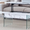Multifunctional Lift Top Coffee Table -White Marble Pattern, Essential for Modern Homes.Tempered Glass Legs,Multiple Color Options,Lift Top Feature.Perfectly Fitting Into Both Living Rooms And Office.