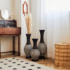 Desktop Vase, Brown Decorative Floor Vase, Classic and Neat Floor Vase, High Independent Flower Stand, Artificial Vine Vase, PVC Floor Vase, Home Decoration Flower Stand Set of 3 pieces