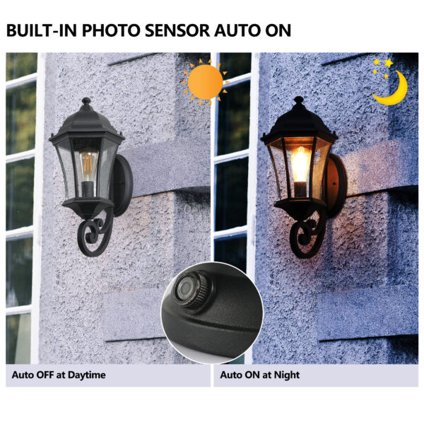 2-Pack Vintage Wall-Mounted Outdoor Lantern Light – Elegant Black Metal Sconce for Porch, Patio, and Garden Lighting (Bulb Not Included)
