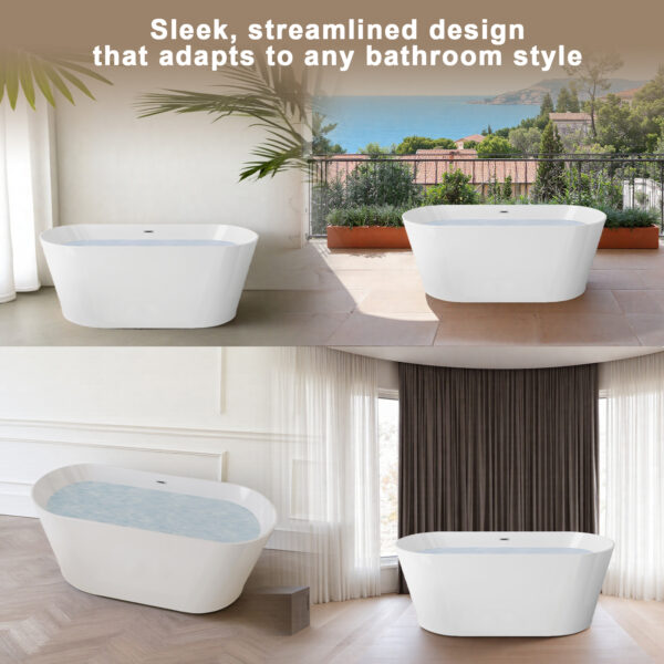 733077ff3cf74331b758be554d64a69a_620bf72f0833a0e0eee276207d9dd9ed 67" Acrylic Freestanding Bathtub, stand alone bathroom tub, Glossy White, Toe-tap Chrome Drain, cUPC Certified