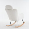 055-Teddy Fabric Upholstered Nursery Rocking Glider Chair Modern Accent Armchair Padded Seat with High Backrest and Pillow for Living Room Bedroom (Ivory)