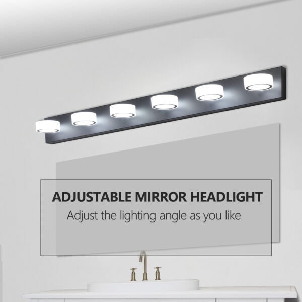 (Same as W1340110595/L2010) 45" Modern 6-Light LED Vanity Light, Sleek Black Bathroom Wall Light Fixture for Mirror, Shower, and Bathroom Decor