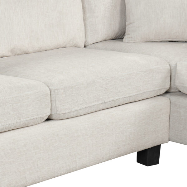 Sectional Sofa 111.8" U-shaped Sofa Chenille Upholstered Sofa Couch with Movable Storage Ottoman for Living Room, White