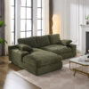 99*69" Modular Sectional Living Room Sofa Set, Modern Minimalist Style Couch, Upholstered Sleeper Sofa for Living Room, Bedroom, 2 PC Free Combination, Installation-free Sofa, L-Shape, Army Green