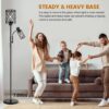 72" Farmhouse Floor Lamps for Living room, Black Floor Lamp with Adjustable Reading Lamp, 2-Light Tall Standing Lamps with 2 Edison Bulbs, Industrial Floor Lamps for Bedroom, Office, 6W, Black
