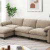 [VIDEO Provided] 108" Modular Sectional Sofa, L-Shape with 31.5" Extra-Wide Seat Cushion, USB and Type-C Charger, Phone Holder and 2 Side Storage Pockets, Free Movement Ottoman, Striped Chenille
