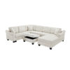 Sectional Sofa 111.8" U-shaped Sofa Chenille Upholstered Sofa Couch with Movable Storage Ottoman for Living Room, White