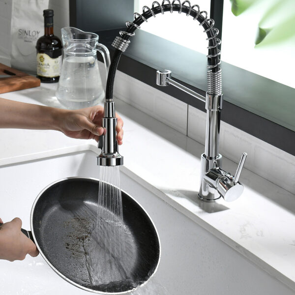 Commercial Black Kitchen Faucet with Pull Down Sprayer, Single Handle Single Lever Kitchen Sink Faucet