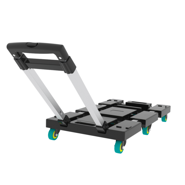Folding Hand Truck 330lbs, Portable Heavy Duty Dolly Cart, 6 Wheels Collapsible Luggage Cart with 1 Elastic Ropes - Compact Trolley Cart for Easy Moving