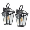 21"(H) 2-Pack Outdoor Wall Lantern Light – Modern Black Metal & Clear Glass Sconce for Porch, Patio, and Garden Lighting (Bulb Not Included)