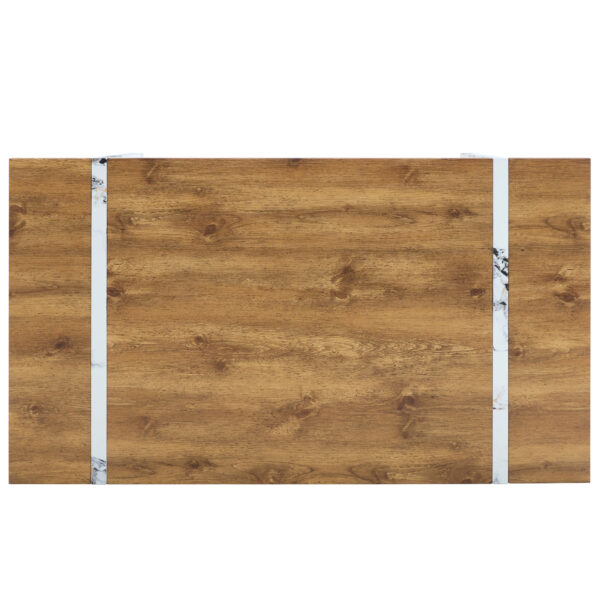 78b54c22afdf44f59418a8bbd4181b22_648c973f505e20688575d58f9862adc9 Natural Wood Grain MDF Dining Table - 55"x31.5" Stable Design.Suitable For Various Modern Home Decor Styles.Splicing structure design,Wood Textured Desktop,White Marble Patterned Table Legs.