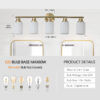 31" Modern 5-Light Vanity Wall Sconce, Golden Finish with Frosted Glass Shades for Bathroom or Hallway Lighting (No Bulbs)