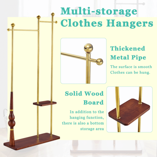 79932d4869ec42d486fdab6e4aeeecfe_134a93747893c57ae36f4365220894f7 70" Tall Industrial Coat Rack for Entryway, Solid Wood & Stainless Steel Clothing Rack, Double Layer Hanger for Coats, Hats, Bags, Scarves, Shoes Storage, Vintage Wood Grain & Metal, Heavy Duty