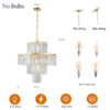 (Same as W1340126461/L5023) 20" Luxury 4-Tier Crystal Chandelier, 12-Light Gold Frame Pendant Light, Elegant Ceiling Lighting for Living Room, Dining Room, Bedroom (No Bulbs)