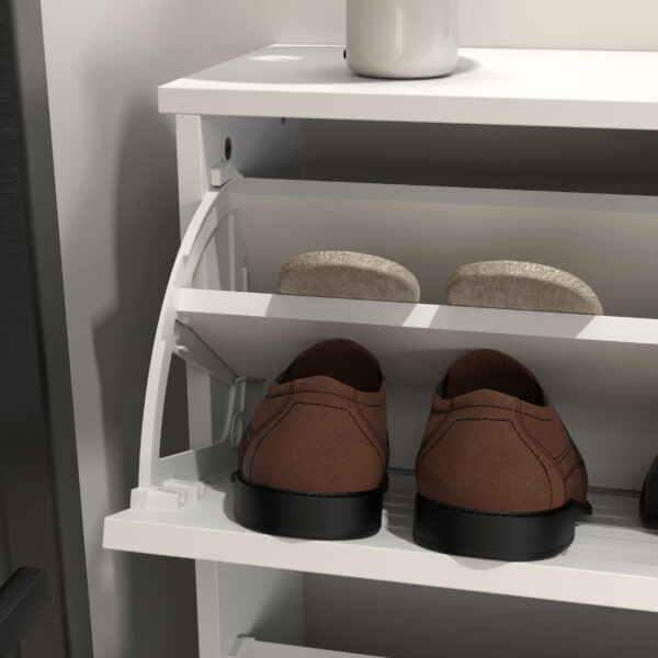 7a69b1be0f7c49419eb6d3966089487a_4eda068d213ea1cd0e10ea34d4db8507 Wooden Shoe Cabinet for Entryway, White Shoe Storage Cabinet with 3 Flip Doors 20.94x9.45x43.11 inch