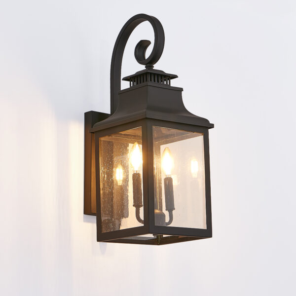 7aa76ab07bc94882a9cea0c4d475245c_9d9573d44c110c94582a36a290341941 23"(H) 1-Pack Outdoor Wall Lantern Light – Vintage Black Metal Sconce with Clear Seeded Glass for Porch, Patio, and Garden (Bulb Not Included)