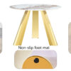 A 42-inch stainless steel white pattern burning stone round table with gold legs Round table suitable for 2, 4 or 6 people