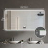 48x32in Frameless bathroom mirror with light, LED backlit mirror, tri-color dimming, anti-fog function, waterproof, smart sensor