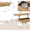 Multifunctional Lift Top Coffee Table -Light Wood Color Grain Sticker, Essential for Modern Homes.Tempered Glass Legs,Lift Top Feature.Perfectly Fitting Into Living Rooms And Office.