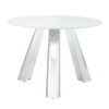 A 42-inch stainless steel leg round table with a marble top is suitable for use by four or six people