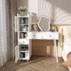 Vanity Dressing Table with LED Mirror & Storage – White Makeup Desk Features 3 Drawers, 2 Open Shelves & 4 Hidden Cabinets (Transparent Doors) - 3 Adjustable Lighting Modes - Ideal for Bedroom or Livi