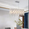 (Same as W1340P189443/L5024-880-C) Silver Elegant Oval Crystal Chandelier, Modern Ceiling Light Fixture with Reflective Hanging Crystals for Dining Room, Living Room, and FoyerS (Bulbs Not Included)