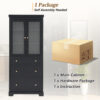 70.1" Modern High Freestanding Tall Bathroom Cabinet with 2 Adjustable Shelves, 3 Drawers, Soft Close Glass Doors – Ideal for Bathroom, Living Room, Kitchen Storage