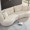 WKS7W  White, 4-seat modular sofa, durable fabric, solid wood frame, high density sponge cushion, 4 pillows