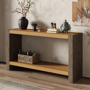 Mirod Vintage Industrial Console Table - Classic Minimalist Design with Premium Wood Veneer and Distressed Finish
