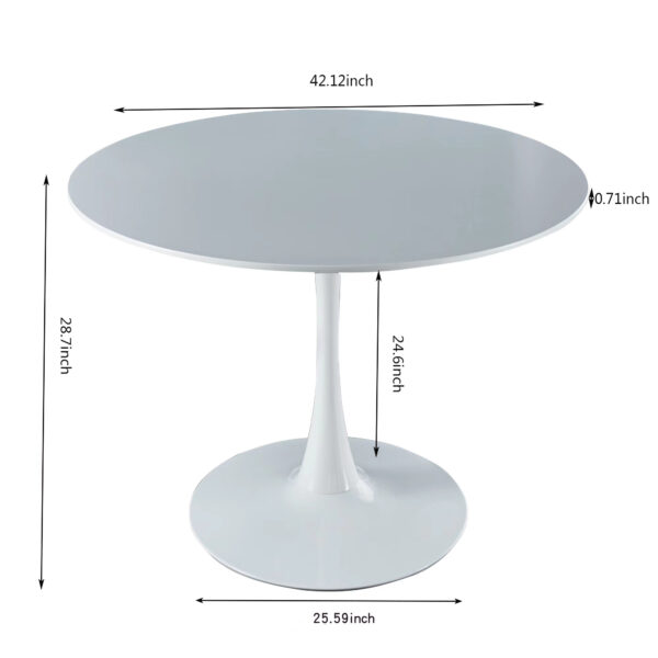42.1"White Tulip Table Mid-century Dining Table for 4-6 people With Round Mdf Table Top, Pedestal Dining Table, End Table Leisure Coffee Table