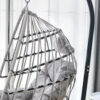 GRHeavy-Duty Iron Hanging Chair with Wicker Weave – Single Person Swing for Indoor/Outdoor (Gray)