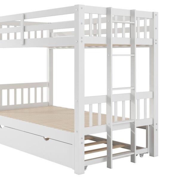 Twin over Pull-out Bunk Bed with Trundle, White(Old SKU:SM000301AAK-1)